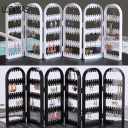 120/180/240/360holes Plastic Clear Earrings Studs Display Rack Folding Screen Earring Jewelry Display Stand Holder Storage Box