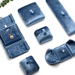 Double Opening Blue Velvet Jewelry Storage Box Necklace Ring Earrings Organizer Gift Box Solid Color Luxury Jewelry Box Joyero