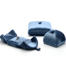 Double Opening Blue Velvet Jewelry Storage Box Necklace Ring Earrings Organizer Gift Box Solid Color Luxury Jewelry Box Joyero