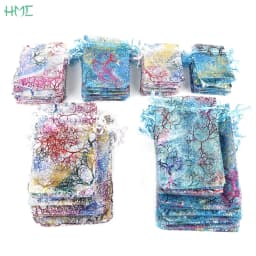 10/20/50Pcs White Blue Colorful Drawstring Organza Bags Jewelry Packaging Display Bags Wedding Party Gift Bags Jewelry Pouches