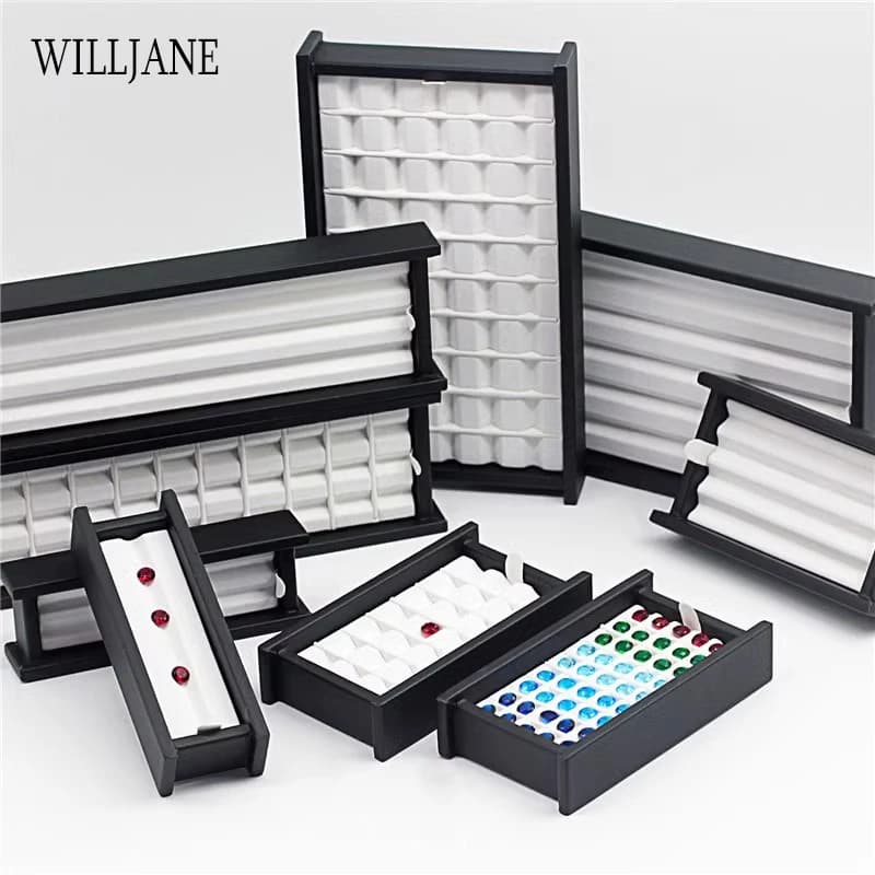 Jewelry Gemstone and Diamond Color Grading and Sorting Display Tray with Lid Gem Stone Box Beads Storage Organiser Travel Case