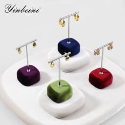 Yinbeini Velvet Earrings Ear Stud Display Stand Jewelry Accessories Storage Organizer Ring Showcase Props TB011