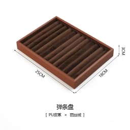 Brown Leather Jewelry Tray with Velvet Inside Watch Stand Necklace Ring Bracelet Storage Organizer Tray Earring Brooch Holder