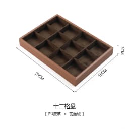 Brown Leather Jewelry Tray with Velvet Inside Watch Stand Necklace Ring Bracelet Storage Organizer Tray Earring Brooch Holder