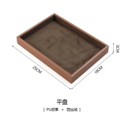 Brown Leather Jewelry Tray with Velvet Inside Watch Stand Necklace Ring Bracelet Storage Organizer Tray Earring Brooch Holder
