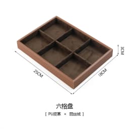 Brown Leather Jewelry Tray with Velvet Inside Watch Stand Necklace Ring Bracelet Storage Organizer Tray Earring Brooch Holder