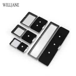 Metal Loose Diamond Jewelry Storage Box Slide Buckle Gemstones Display Organizer Case Glass Cover Jewellery Beads Gem Stone Jar