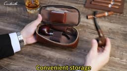 Portable Genuine Leather Tobacco Pipe Bag Can Hold Two Pipes Zippered Cigarette Holder Smoking Paper Holder Case Wallet Bag