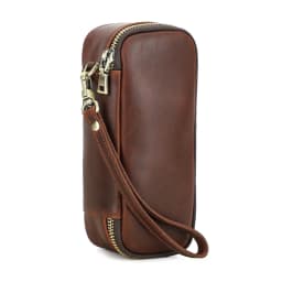 Portable Genuine Leather Tobacco Pipe Bag Can Hold Two Pipes Zippered Cigarette Holder Smoking Paper Holder Case Wallet Bag
