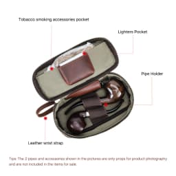 Portable Genuine Leather Tobacco Pipe Bag Can Hold Two Pipes Zippered Cigarette Holder Smoking Paper Holder Case Wallet Bag
