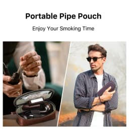 Portable Genuine Leather Tobacco Pipe Bag Can Hold Two Pipes Zippered Cigarette Holder Smoking Paper Holder Case Wallet Bag