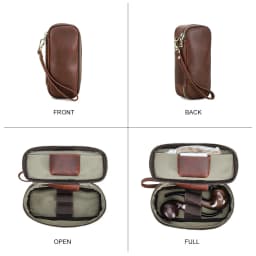 Portable Genuine Leather Tobacco Pipe Bag Can Hold Two Pipes Zippered Cigarette Holder Smoking Paper Holder Case Wallet Bag