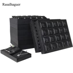 Brushed Black PU Necklace Jewelry Organizer Jewellery Display Ring Tray Earring Holder Various Models For Option Wholesale