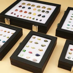 Jewelry Display Box Black Patent Leather Buckle Transparent Gem Box Diamond Ring Face Bare Stone Color Treasure Bare Diamond Box