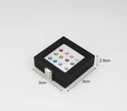 Jewelry Display Box Black Patent Leather Buckle Transparent Gem Box Diamond Ring Face Bare Stone Color Treasure Bare Diamond Box