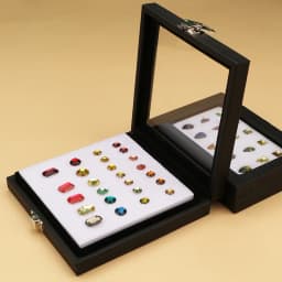 Jewelry Display Box Black Patent Leather Buckle Transparent Gem Box Diamond Ring Face Bare Stone Color Treasure Bare Diamond Box