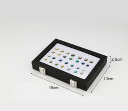 Jewelry Display Box Black Patent Leather Buckle Transparent Gem Box Diamond Ring Face Bare Stone Color Treasure Bare Diamond Box