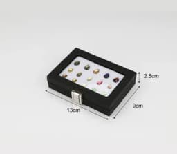Jewelry Display Box Black Patent Leather Buckle Transparent Gem Box Diamond Ring Face Bare Stone Color Treasure Bare Diamond Box