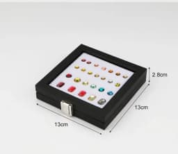Jewelry Display Box Black Patent Leather Buckle Transparent Gem Box Diamond Ring Face Bare Stone Color Treasure Bare Diamond Box