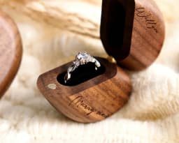 Free Engraving of Name Heart-shaped Wood Proposal Ring Box Jewellery Gift Wedding Valentine Jewelry Storage Organizer Ring Box