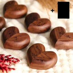 Free Engraving of Name Heart-shaped Wood Proposal Ring Box Jewellery Gift Wedding Valentine Jewelry Storage Organizer Ring Box