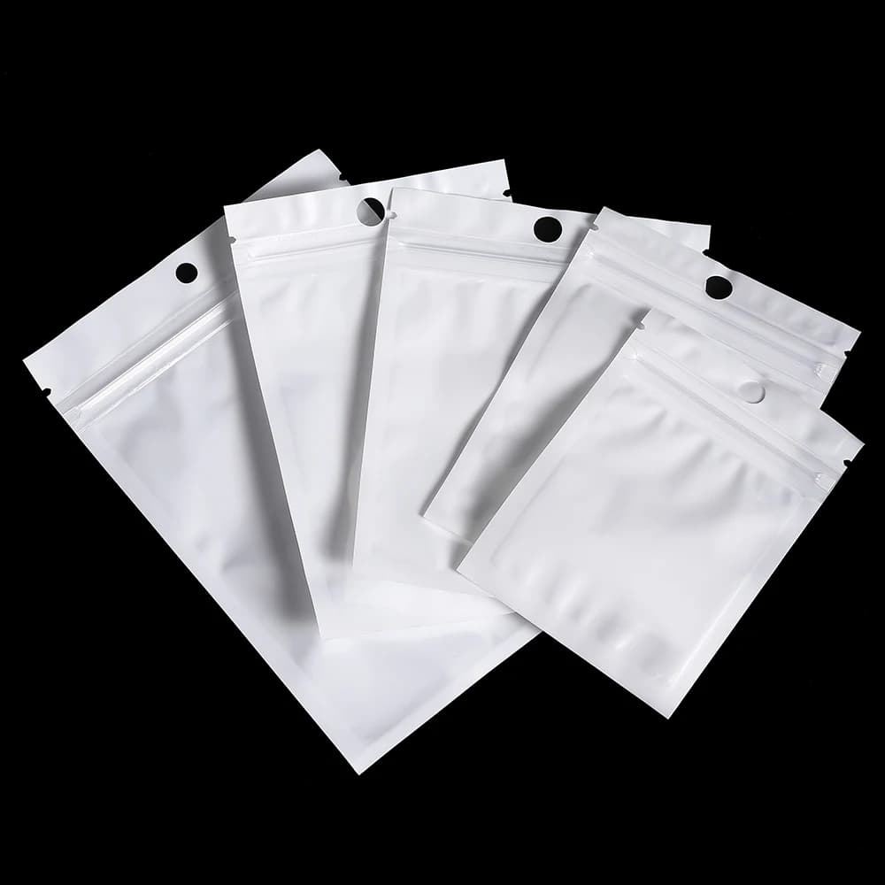 30/50/l00pcs White Jewelry Bags OPP Packing Zip Pouch For Jewelry Display Storage Small Bead Earring Packaging Supplies