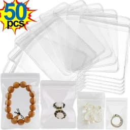 10/50Pcs Transparent PVC Jewelry Organizer Pouches Bags Anti-Oxidation Earring Pendant Necklace Bracelet Storage Holder Box