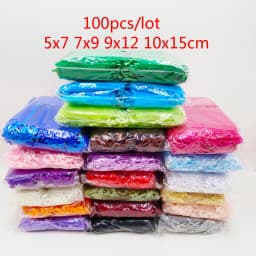 100pcs Organza Bag 5x7 7x9 9x12 10x15cm Jewelry Packaging Organza Bags Wedding Party Gift Bag Pouch Birthday Christmas Gift Bags