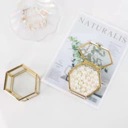 Hot Sale High-end Hexagonal Ring Box Gold And Jewelry Accessory Box Golden Glass Luxurious And Retro Jewelry Storage Box