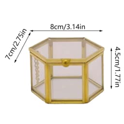 Hot Sale High-end Hexagonal Ring Box Gold And Jewelry Accessory Box Golden Glass Luxurious And Retro Jewelry Storage Box