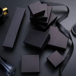 30pcs Black Kraft Jewelry Gift Box Cardboard Travel Ring Necklace Earring Packaging Organizer Boxes Case With Sponge Inside