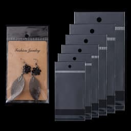 50/100pcs Clear Self Adhesive Seal Plastic Bag with Hang Hole Resealable OPP Bag for Gift Packing Jewelry Retail Display Package