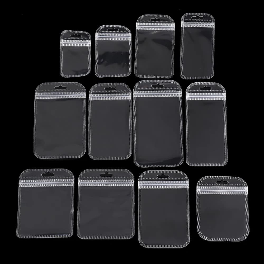50pcs/Lot Transparent Plastic Jewelry Package Bags Anti-Oxidation Organizer Display Necklace Storage OPP Self Sealing Pouches