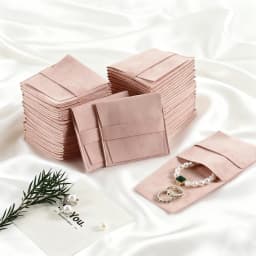 5Pcs Jewelty Bag 6.2x6.2cm/8x8cm Microfiber Suede Velvet Envelope Flap Strip Pouch Ring Earrings Bracelet Pendant Storage Sack
