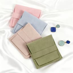 5Pcs Jewelty Bag 6.2x6.2cm/8x8cm Microfiber Suede Velvet Envelope Flap Strip Pouch Ring Earrings Bracelet Pendant Storage Sack