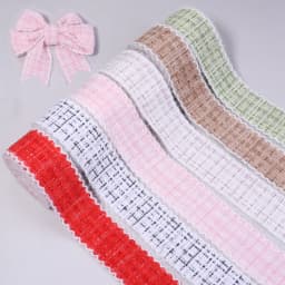 3Yards/Roll 4cm Tweed Style Plaid Fabric Ribbon Diy Handmade Bow Hair Accessory Material Flower Packaging Gift Color Band Weave