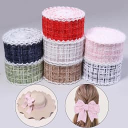 3Yards/Roll 4cm Tweed Style Plaid Fabric Ribbon Diy Handmade Bow Hair Accessory Material Flower Packaging Gift Color Band Weave