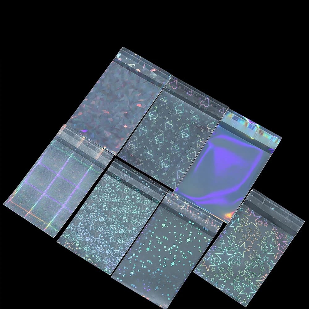 50pcs Laser Self Sealing Plastic Bag Colorful Holographic Jewelry Bag for Necklace Bracelet Jewelry Gift Packag Storage Bags