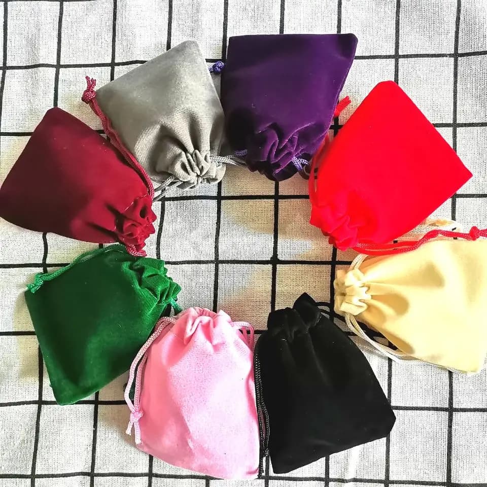 100 Pcs/Lot 5x7 7x9 9x12 10x16cm Coloful Velvet Gift Bags&small Pouches Jewelry Package Bags Velvet Drawstring Packaging Bags