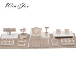 PU Leather Jewelry Store Display Case Ring Earring Bracelet Organizer Tray Pendant Necklace Chain Holder Neckform Stand Showcase