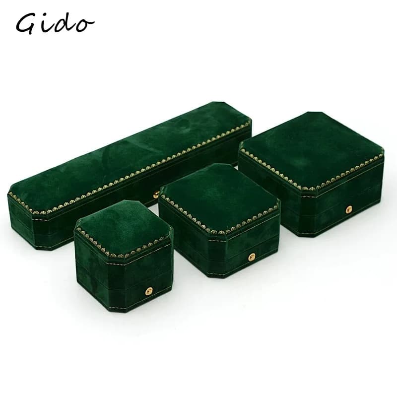 Velvet Jewelry Box Octagonal Wedding Luxury Ring Case Gift Box for Necklace Bracelet Earrings Wholesale Jewelry Packaging