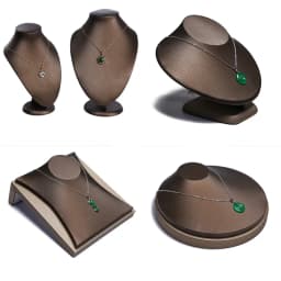 PU Brown Ring Earrings Pendant Necklace Jewelry Display Stand Set Tray Bangle Bracelet Storage Case Holder Organizer Kit
