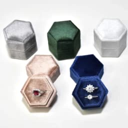 Hexagon Velvet Jewelry Box with Detachable Lid 3 Compartment Ring Box for Wedding Ceremony Engagement Ring Display Box