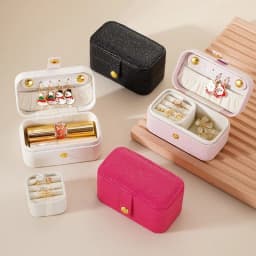 Mini Portable PU Leather Jewelry Box Travel Snap Earrings Ring Necklace Organizer Small Compact Jewelry Case