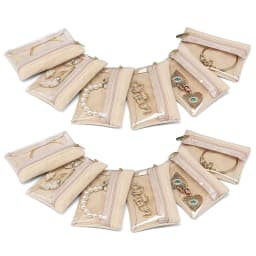 6pcs Mini Zipper Velvet Pouch Set with Plastic Visibility Transparent Window Portable Jewelry Organizers Travel Storage Bags