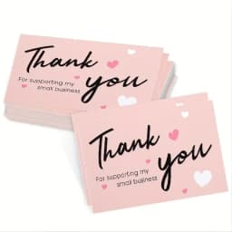 30pcs Black Pink Thank You Cards Greeting Label Tag Packages For Small Business Gift Box Decoration Packaging Supplies Wholesale