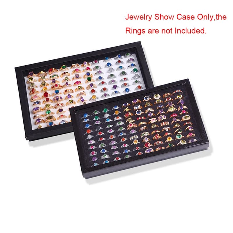 100 Slots Rings Display Stand Storage Box Ring Box Jewelry Organizer Holder Show Case Casket #228405