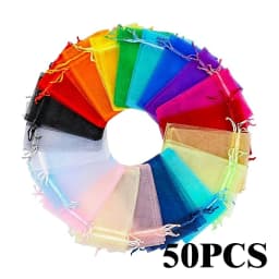 10-50pcs/lot Colorful Jewelry Packaging Bags 7*9 9*12 10*15 13*18cm Organza Bag Gift Storage Wedding Drawstring Bag Wholesale