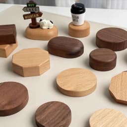 Wood Jewelry Display Stand Walnut Figure Doll Organizer, Handmade Mini Beech Figurines Blind Box Base Cosmetics Ring Holder