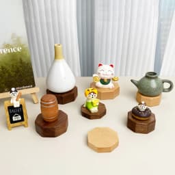 Wood Jewelry Display Stand Walnut Figure Doll Organizer, Handmade Mini Beech Figurines Blind Box Base Cosmetics Ring Holder